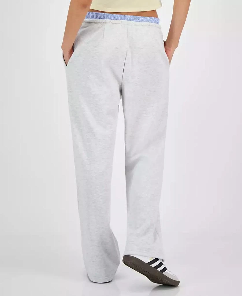 Ultra Flirt Juniors' High Rise Boxer-Trim Wide-Leg Sweatpants 2