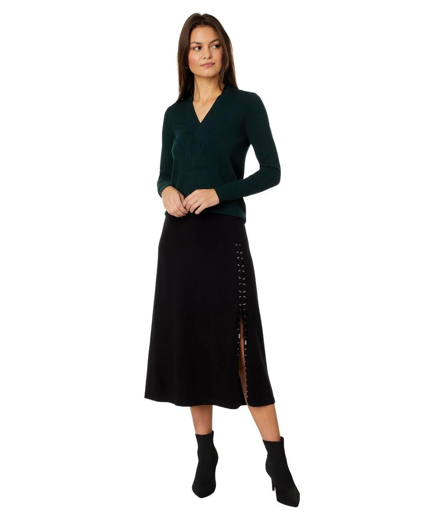 Elliott Lauren Marella Pull-On Knit Skirt w/ Lace-Up Detail 4