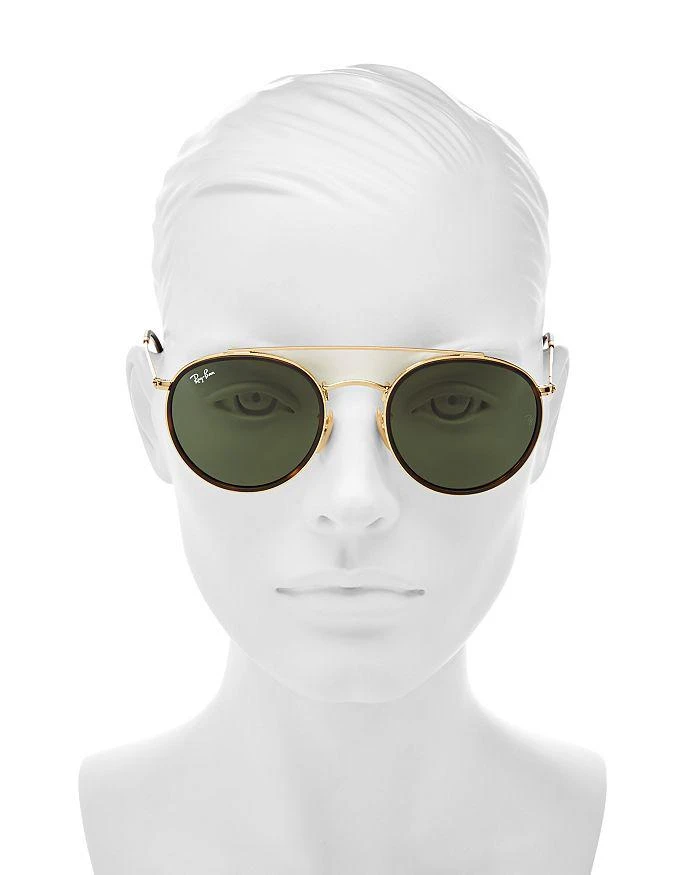Ray-Ban Icons Brow Bar Round Sunglasses, 51mm 2