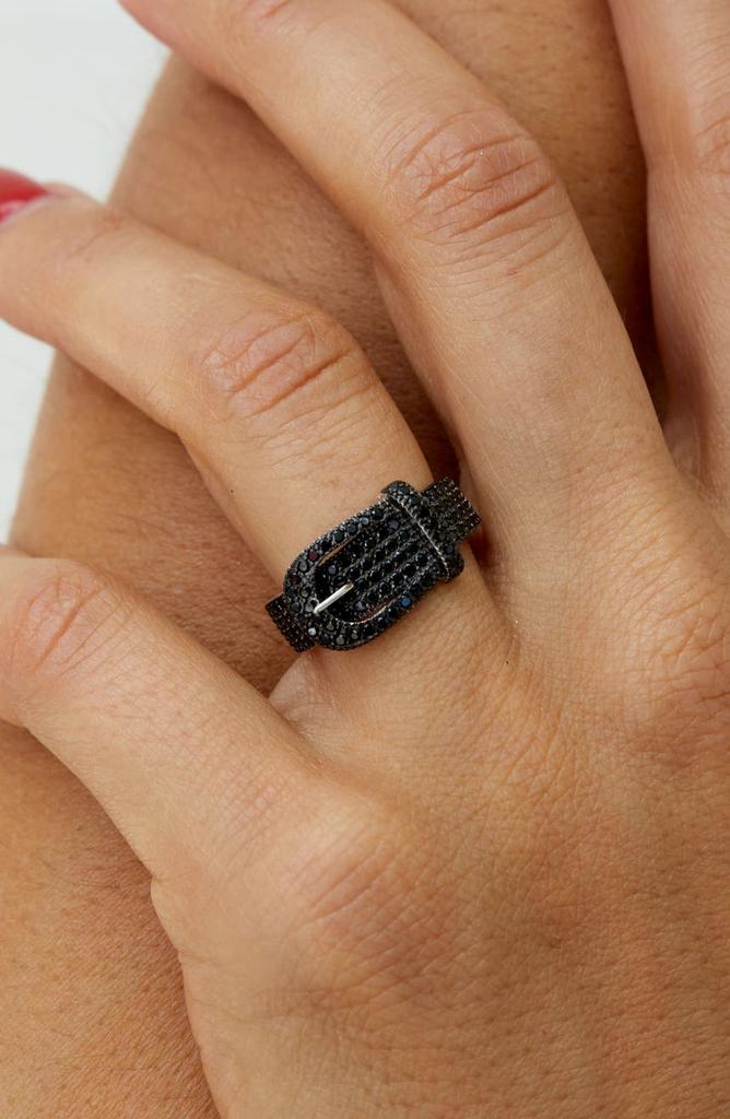 Savvy Cie Jewels Sterling Silver Black Spinel Buckle Ring