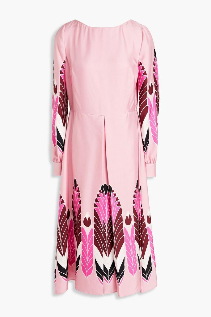 Valentino Pleated printed silk-twill midi dress