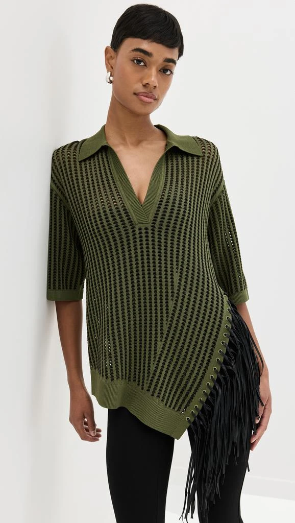 SIMKHAI Melina Polo Top with Fringe 6