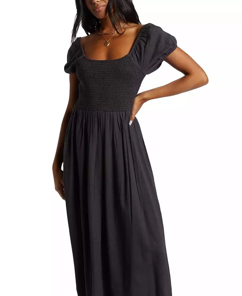 Billabong Juniors' Midnight Sky Smocked Puff-Sleeve Midi Dress 5