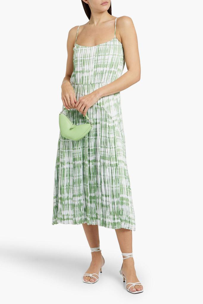 Vince Tie-dyed plissé-satin mid dress
