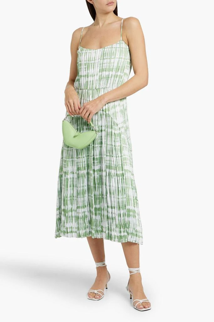 Vince Tie-dyed plissé-satin mid dress 2