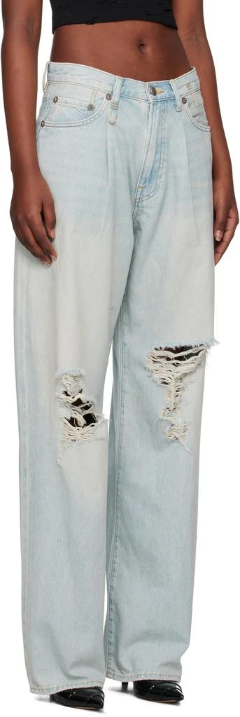 R13 SSENSE Exclusive Blue Damon Pleated Wide Leg Jeans 2