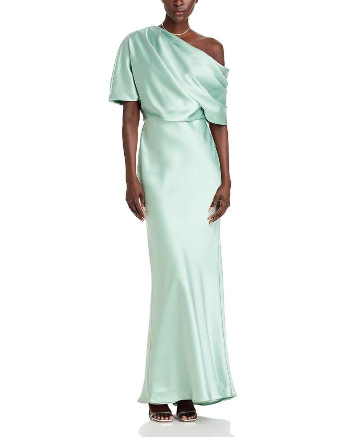 Amsale Draped Satin One Shoulder Dress