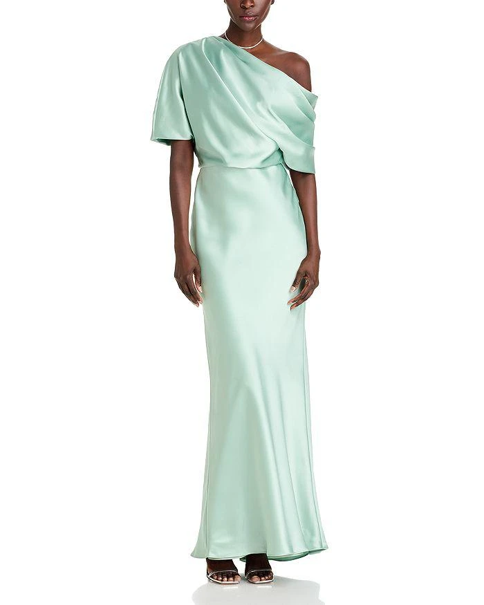 Amsale Draped Satin One Shoulder Dress 1