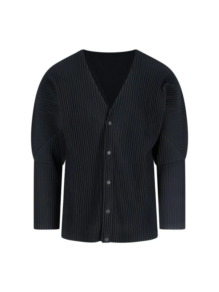 Homme Plissé Issey Miyake Homme Plissé Issey Miyake V-Neck Pleated Knit Cardigan 1