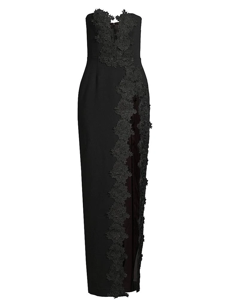 SAU LEE Florence Floral-Appliquéd Column Gown 1