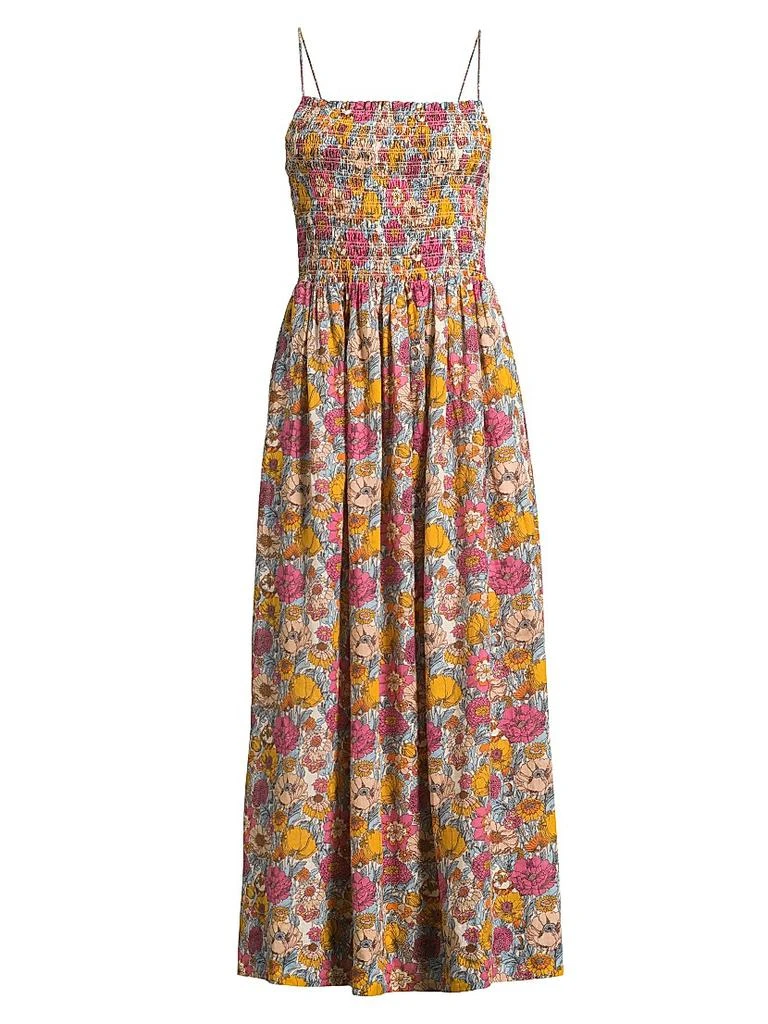 Birds of Paradis Carmen Smocked Floral Maxi Dress 1