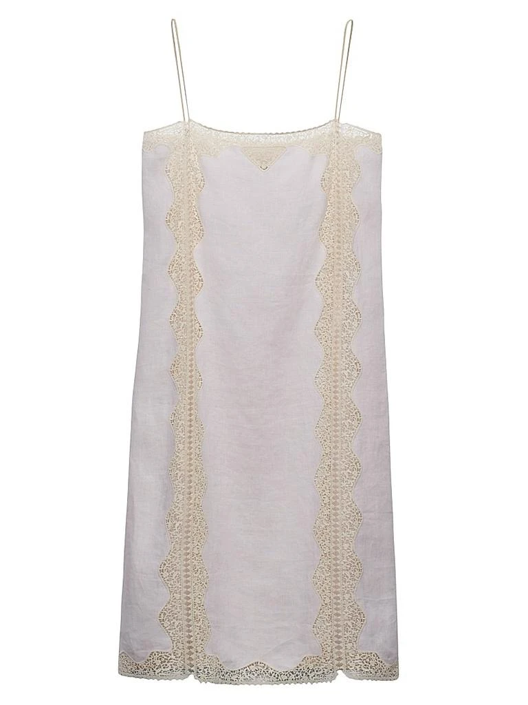 Prada Embroidered Lace-Trimmed Linen Dress 1