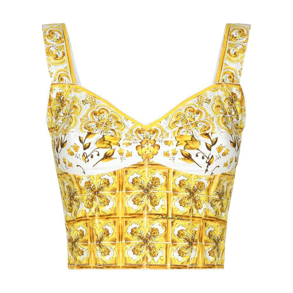 Dolce & Gabbana Majolica print cotton corset top 6