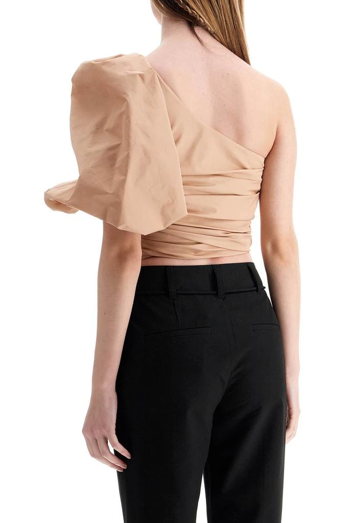 PINKO asymmetrical one-shoulder taffeta top in cameo pink 3
