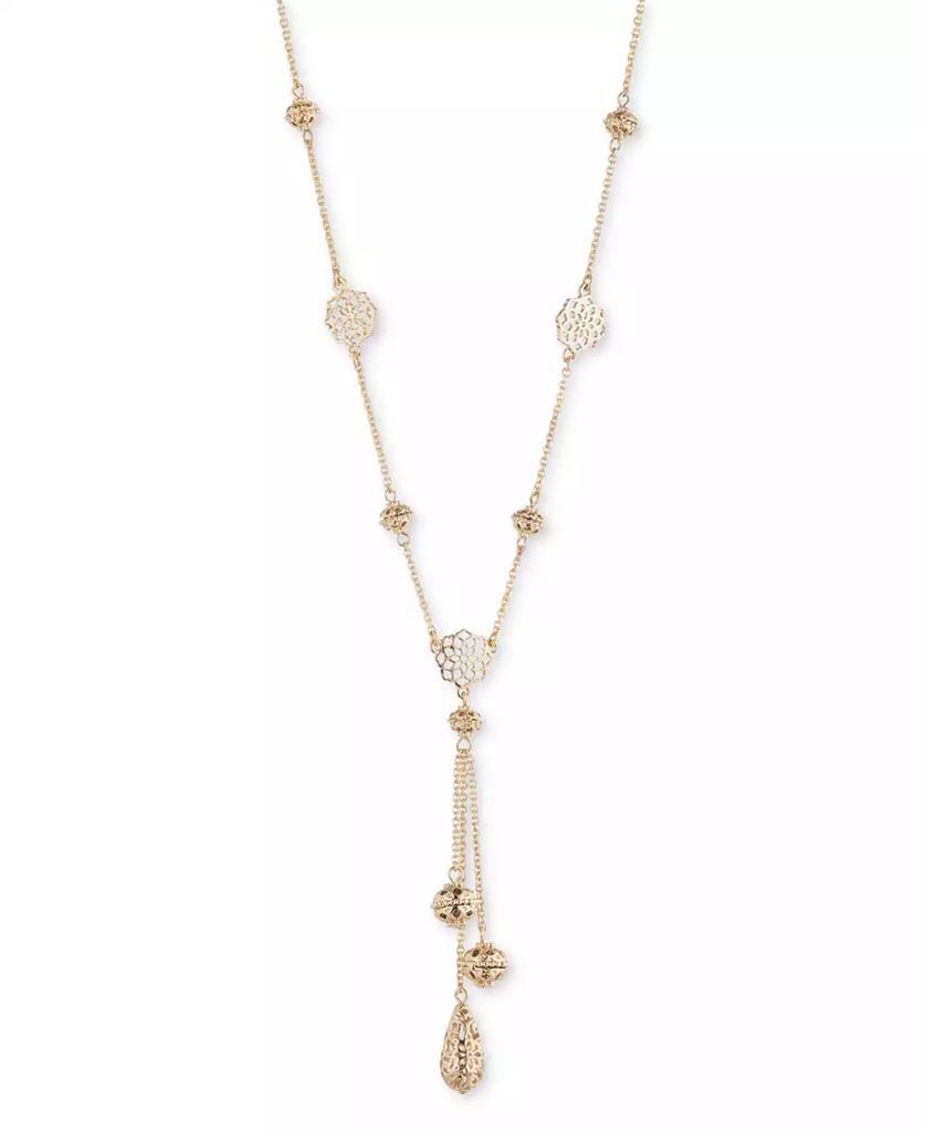 MARCHESA Gold-Tone Filigree Lariat Necklace, 16" + 3" extender