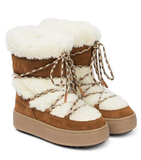 Moon Boot Jtrack Junior shearling and suede snow boots  1