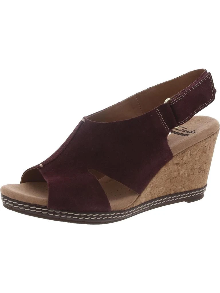 Clarks Helio Float4 Womens Faux Suede Cork Wedge Sandals 4