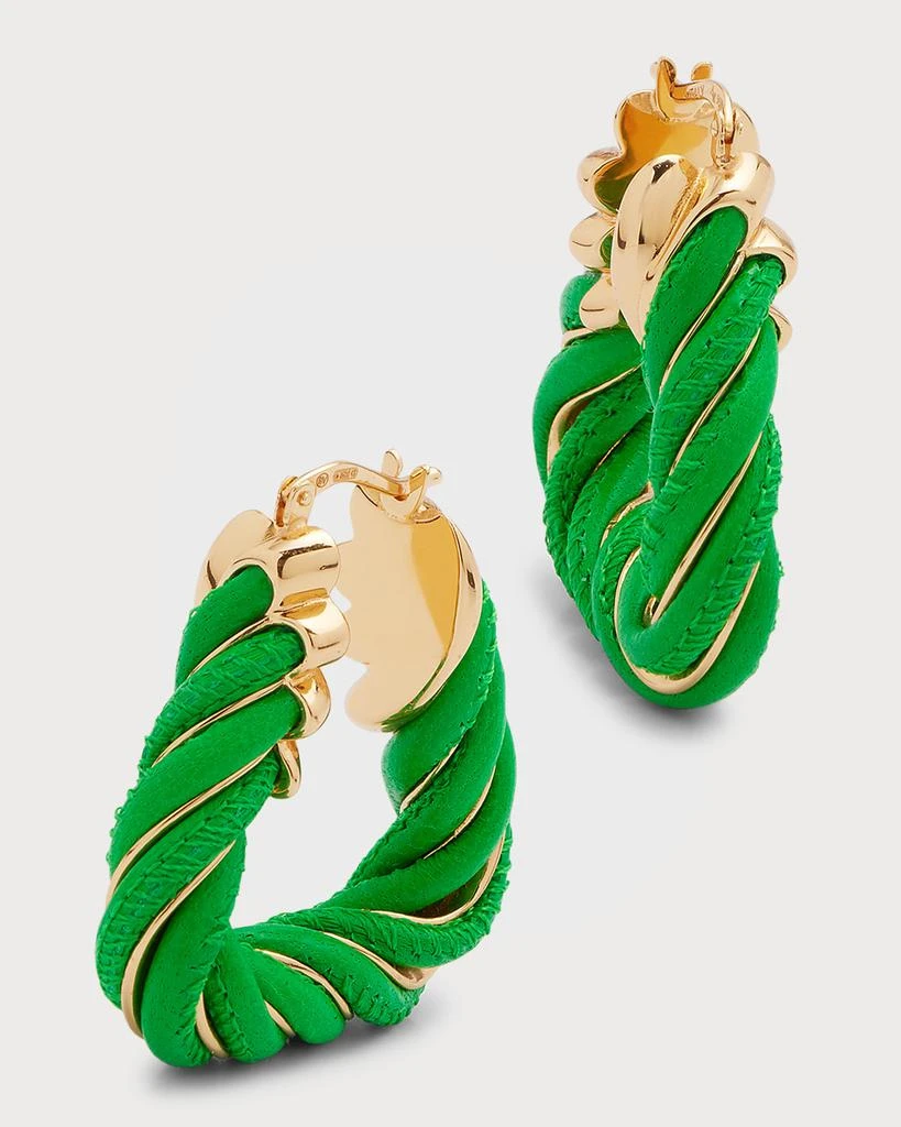 Bottega Veneta Leather Twist Triangle Hoop Earrings 1