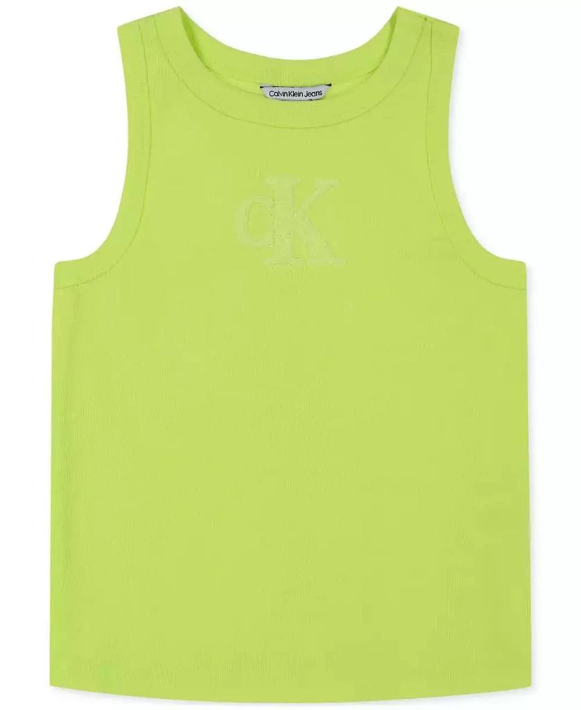 Calvin Klein Big Girls Ribbed Racerback Logo Tank Top 1