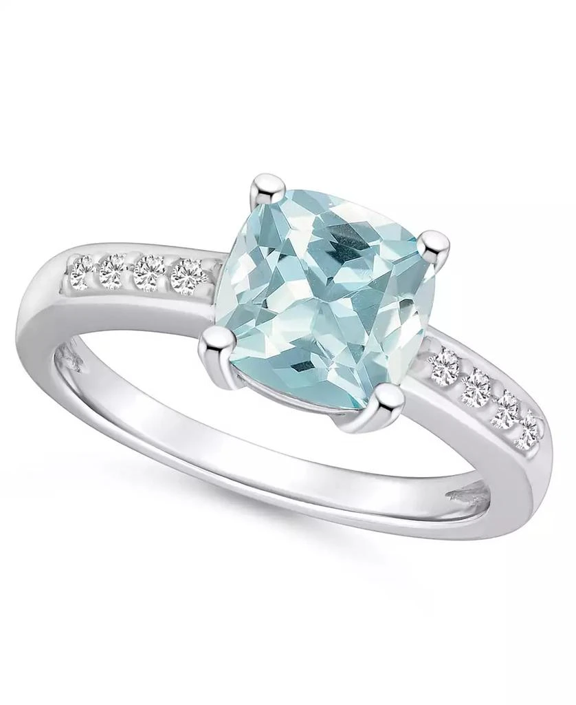 Macy's Aquamarine and Diamond Ring (2 ct.t.w and 1/8 ct.t.w) 14K White Gold 1