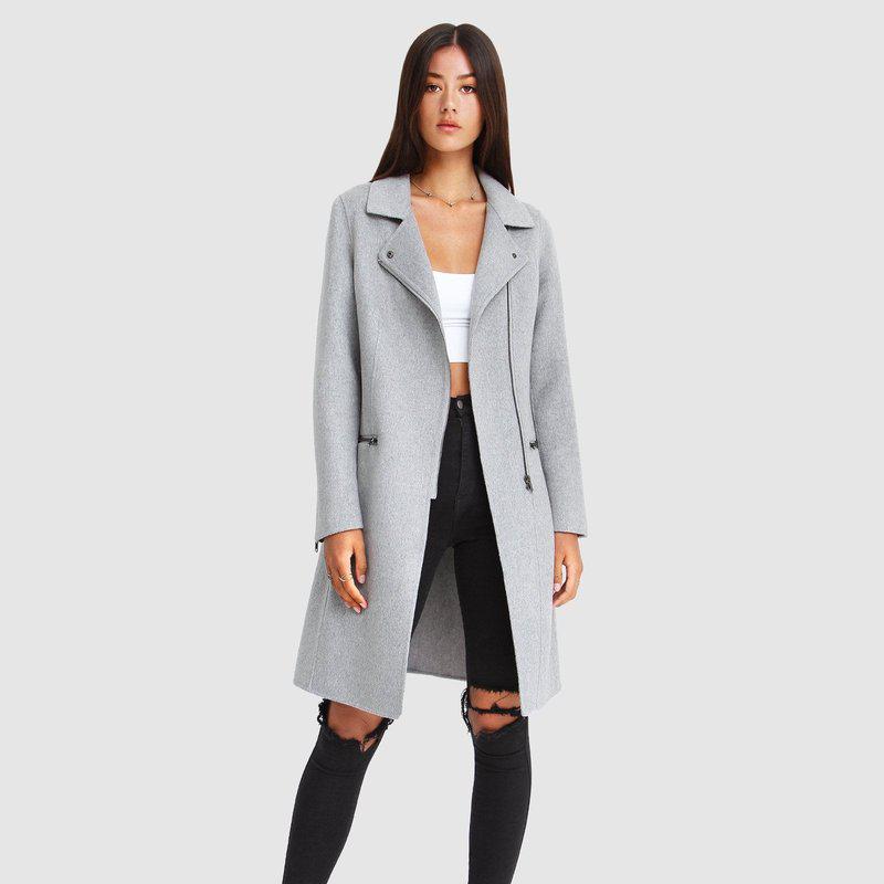 Belle & Bloom Last Chance Wool Blend Moto Coat Grey Marle