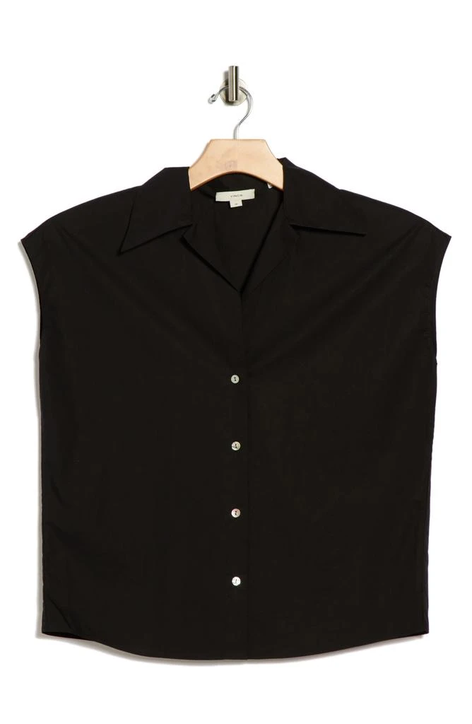 Vince Cap Sleeve Cotton Button-Up Shirt 3