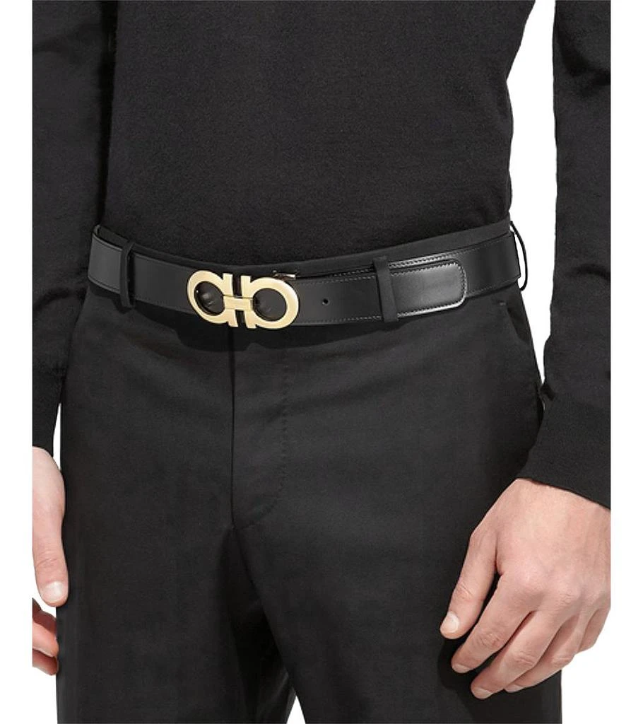 Salvatore Ferragamo Salvatore Men's Double Gancini Reversible Smooth Leather Belt 9