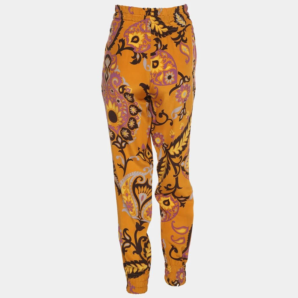 Gucci Gucci Ochre Yellow Paisley Printed Silk Elasticized Waist Jogger Pants S 2