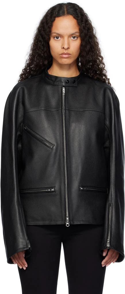 Courrèges Black Racer Buckle Leather Jacket 1