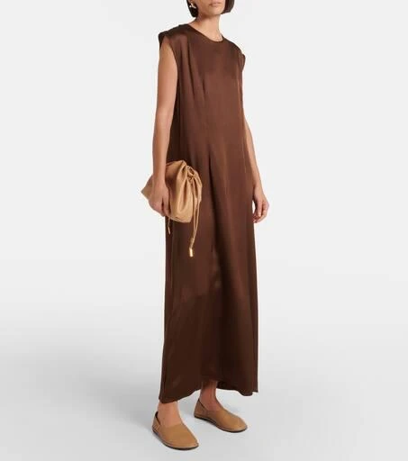 Asceno Rose silk satin maxi dress 2