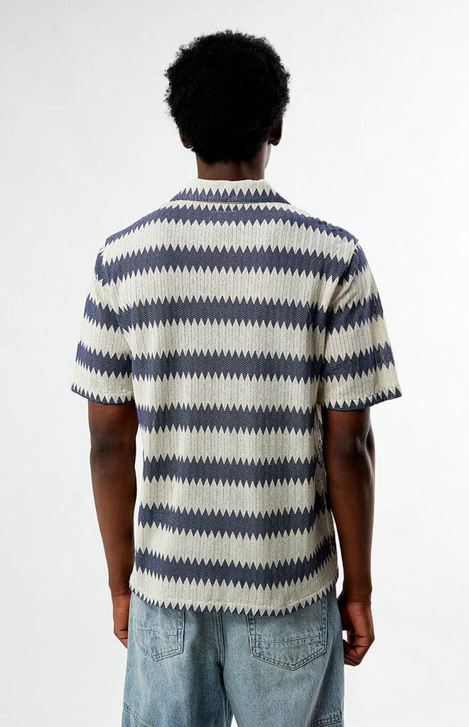 PacSun Blue 
Cream Textured Oversized Resort Camp Shirt 4