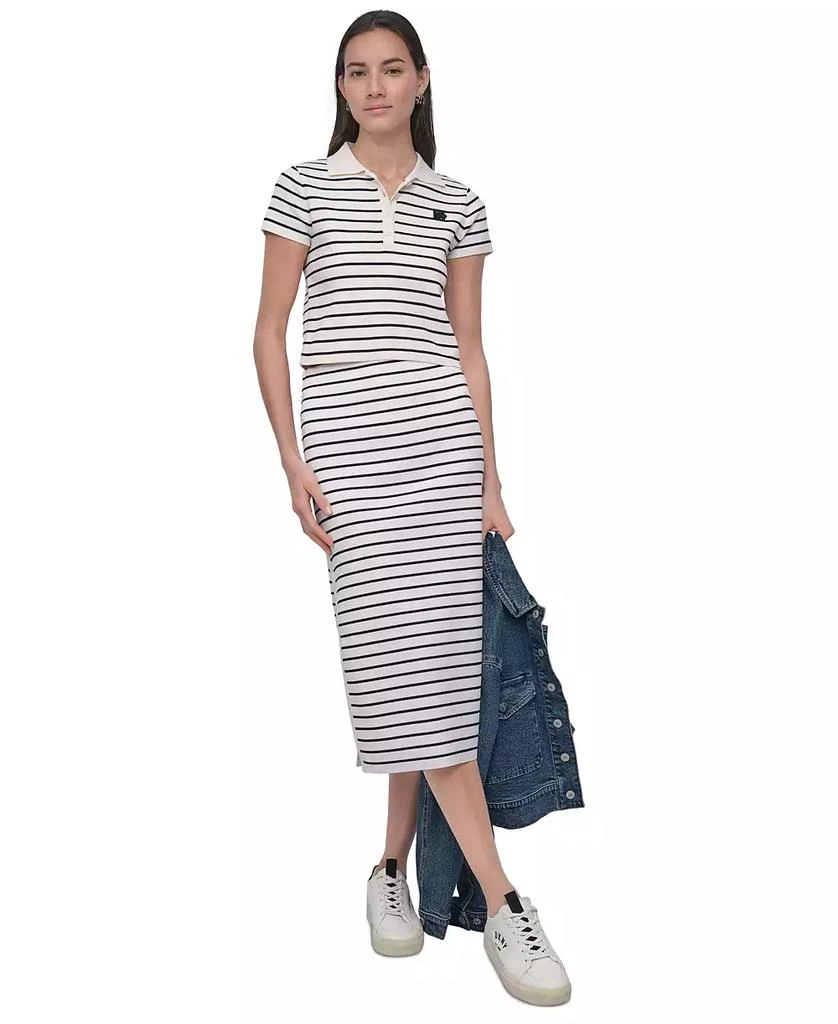 DKNY Women
s Striped Short-Sleeve Polo Shirt 5