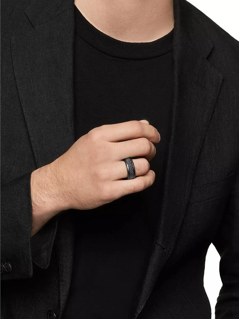 David Yurman Streamline® Three Row Band Ring in Black Titanium with Pavé Black Diamonds 6