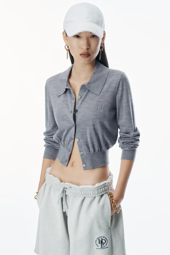Alexander Wang High-Frequency Stacked Logo Cardigan in Merino Wool 3