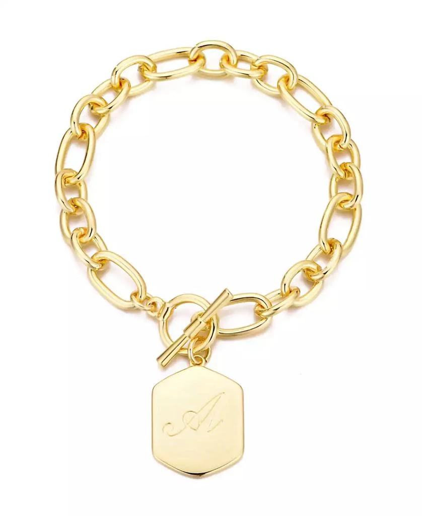 ADORNIA Gold Monogram Initial Chunky Toggle Bracelet