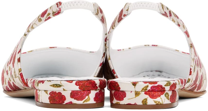 Manolo Blahnik Red & Off-White Sawra Ballerina Flats 2