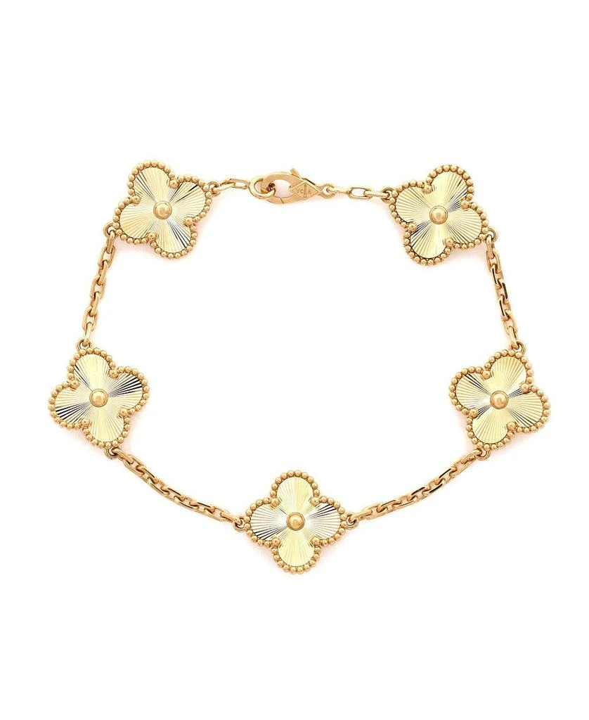 Pre-Owned Van Cleef 
Arpels Vintage-like Alhambra 5 Motifs Bracelet Guilloche 18K Gold 1