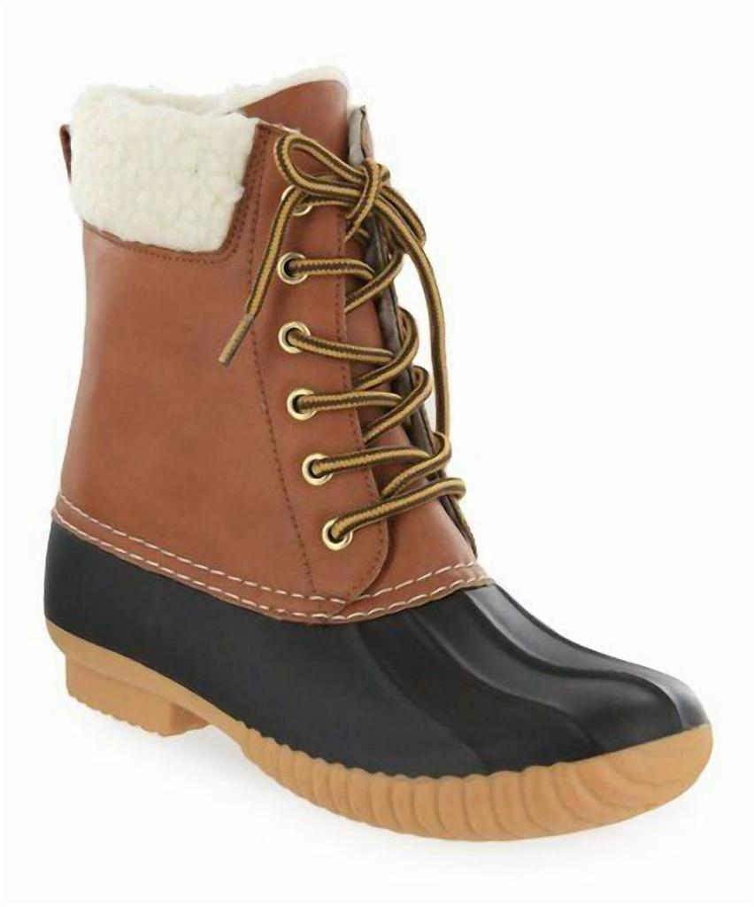 MIA Mia - Women's Matthew Faux Shearling Trimmed Faux Leather Rubber Duck Boots