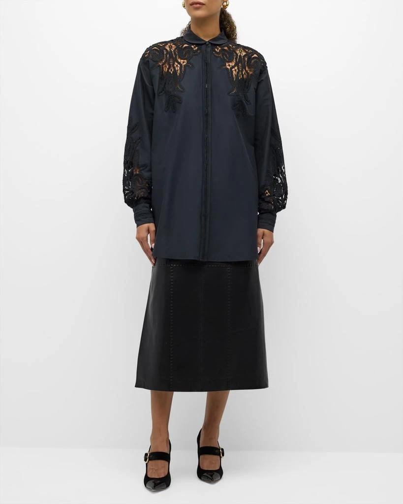 Ulla Johnson Harden Openwork Embroidery Cotton and Silk Tunic Shirt 2