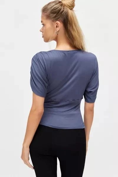 Silence + Noise Silence + Noise Valeria Dolman Ruched V Neck Top 4