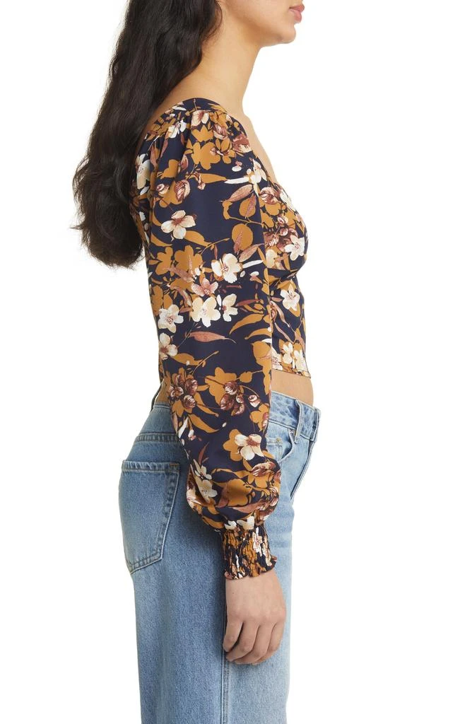 VIGOSS Floral Long Sleeve Sweetheart Neck Top 3