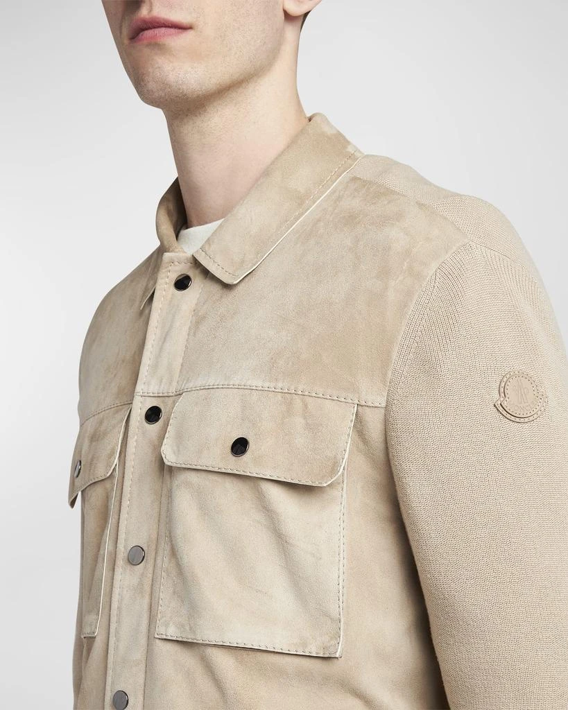 Moncler Men's Knit Overshirt with Lamb Suede 5
