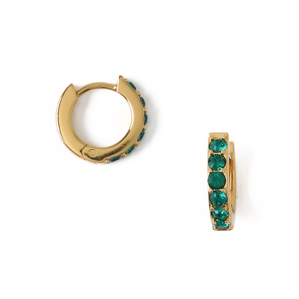 Orelia London Emerald Huggie Hoop Earrings Made With Swarovski Crystals