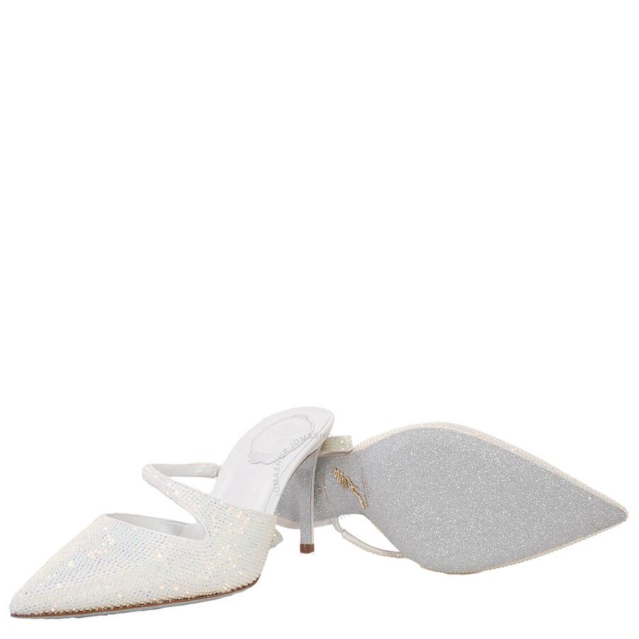 Rene Caovilla Crystal-Embellished Satin Mules