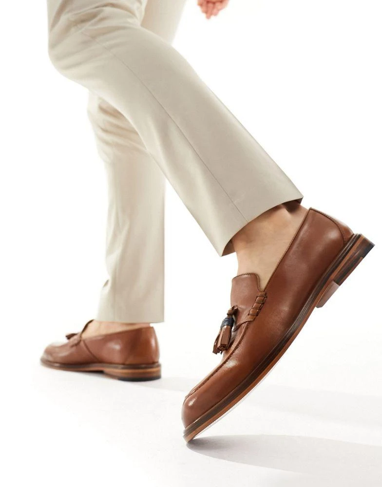 WALK LONDON Walk London Putney Tassel Loafers In Tan Leather 2