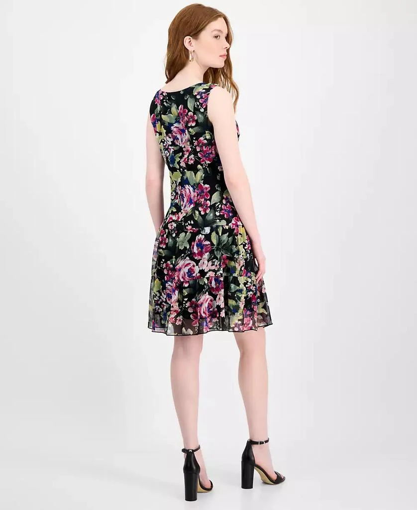 Connected Women's Floral Chiffon Tiered Sheath Dress 5