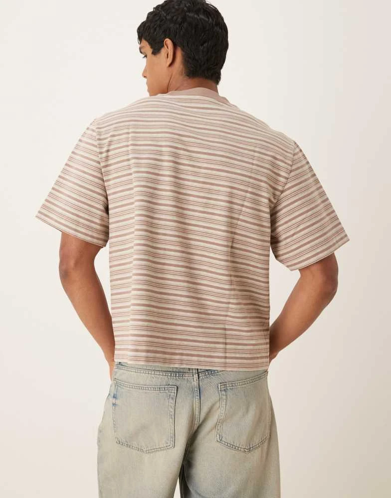 Abercrombie & Fitch Abercrombie & Fitch premium heavy weight cropped t-shirt in brown stripe 3