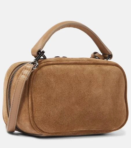 Brunello Cucinelli Foulard Mini leather-trimmed suede tote bag 4