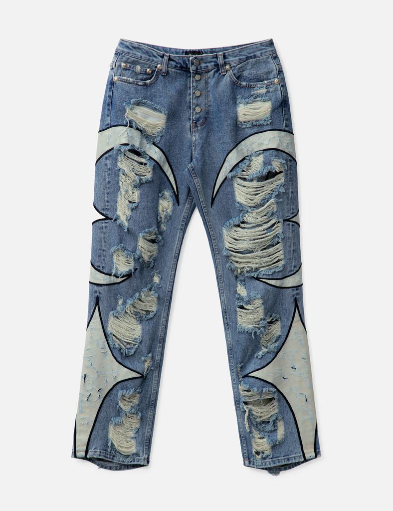 THUG CLUB Moon Star Distressed Denim Jeans - Pants - BeyondStyle