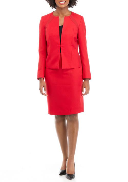 Le Suit Suit Womens Combo Jacket With Hook And Eye Closure And Straight Skirt Set